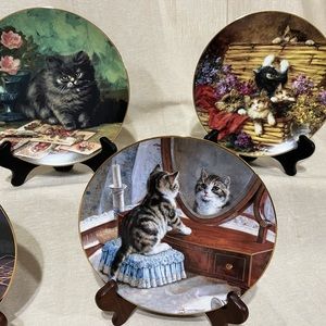 Victorian Cat Capers by Frank Paton 1990s plate collection, set of 8.